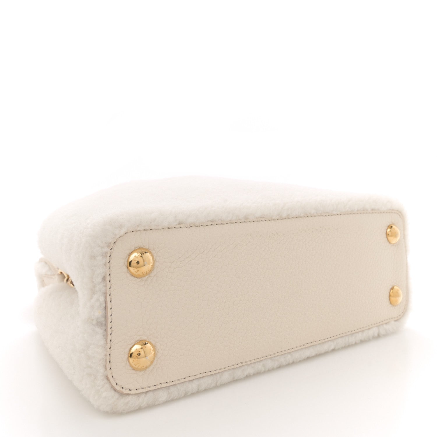 Shearling Calfskin Capucines BB White