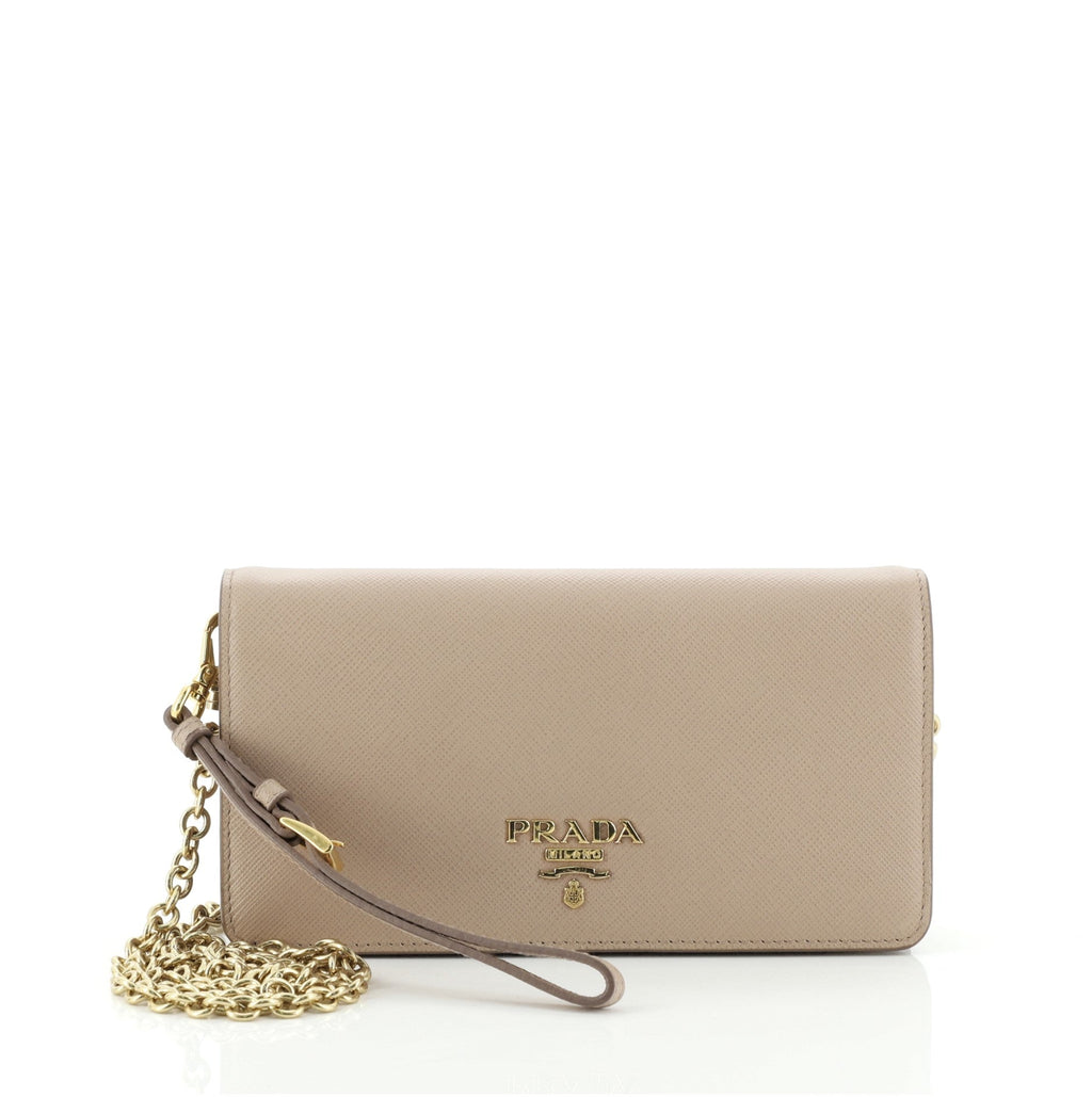 Wristlet Wallet on Chain Saffiano Leather Mini