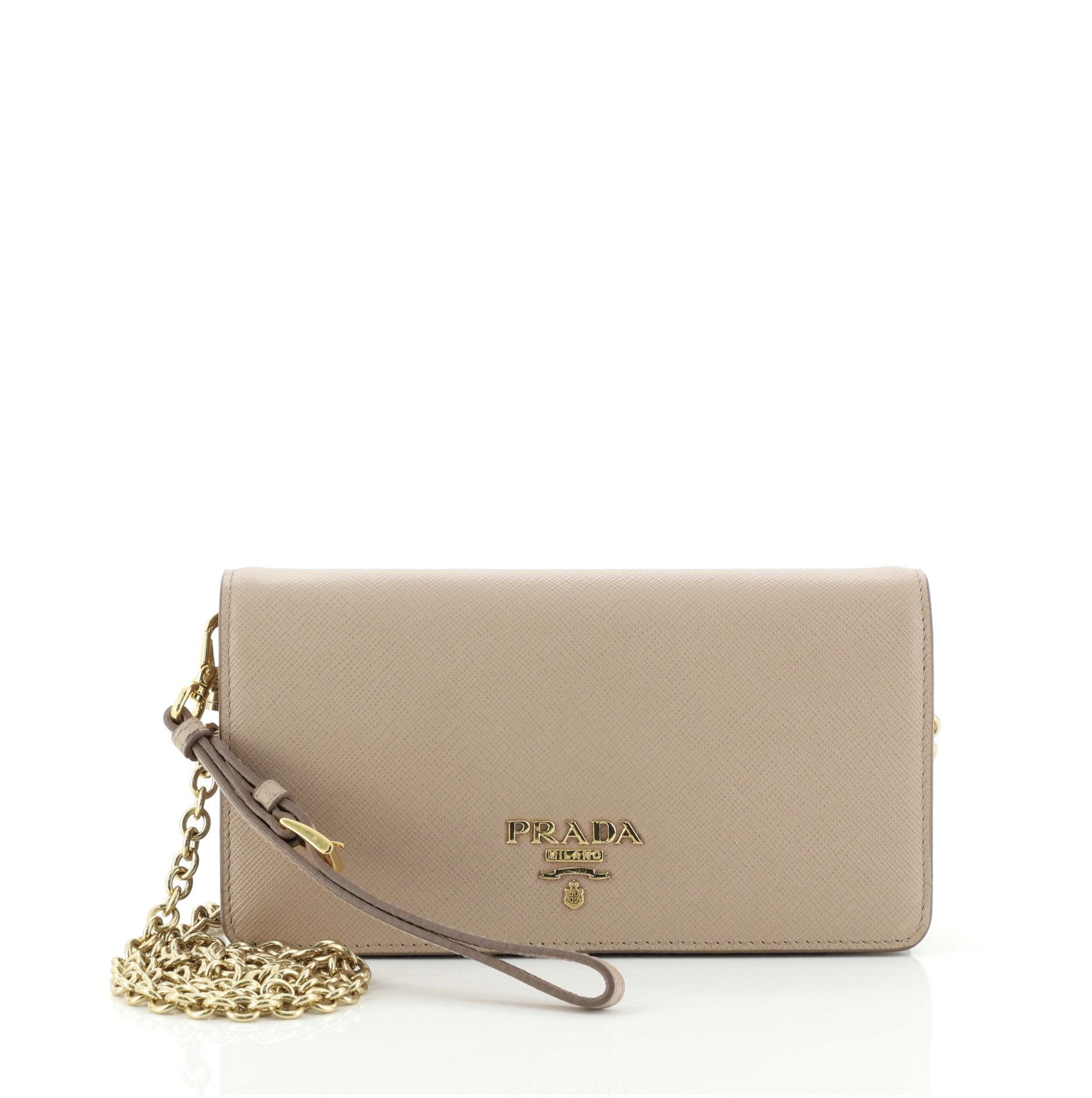 Wristlet Wallet on Chain Saffiano Leather Mini