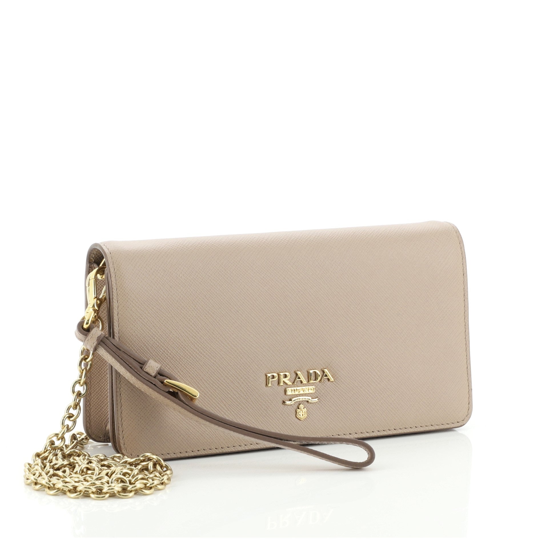 Wristlet Wallet on Chain Saffiano Leather Mini