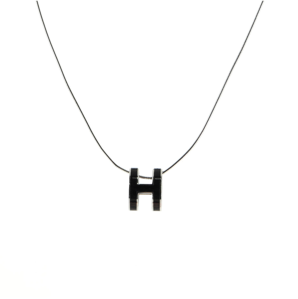 Pop H Pendant Cord Necklace Metal and Enamel