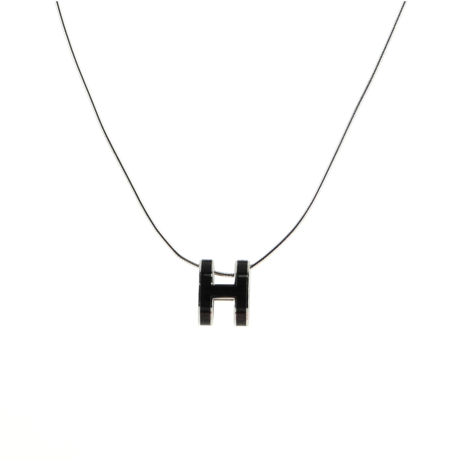 Pop H Pendant Cord Necklace Metal and Enamel