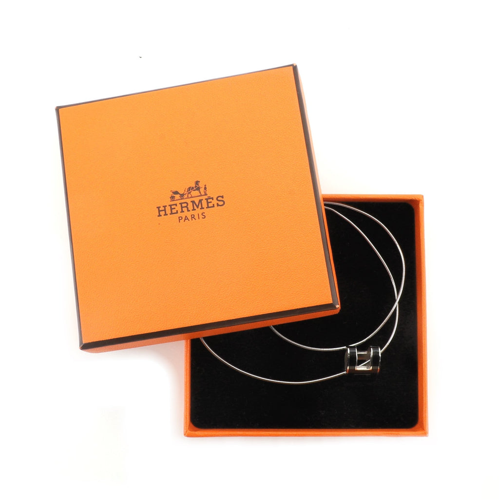 Pop H Pendant Cord Necklace Metal and Enamel
