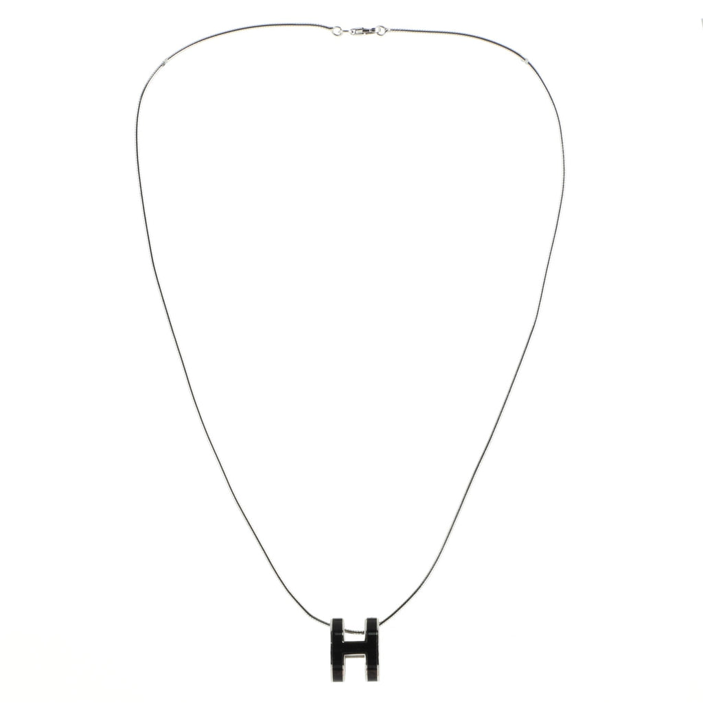 Pop H Pendant Cord Necklace Metal and Enamel