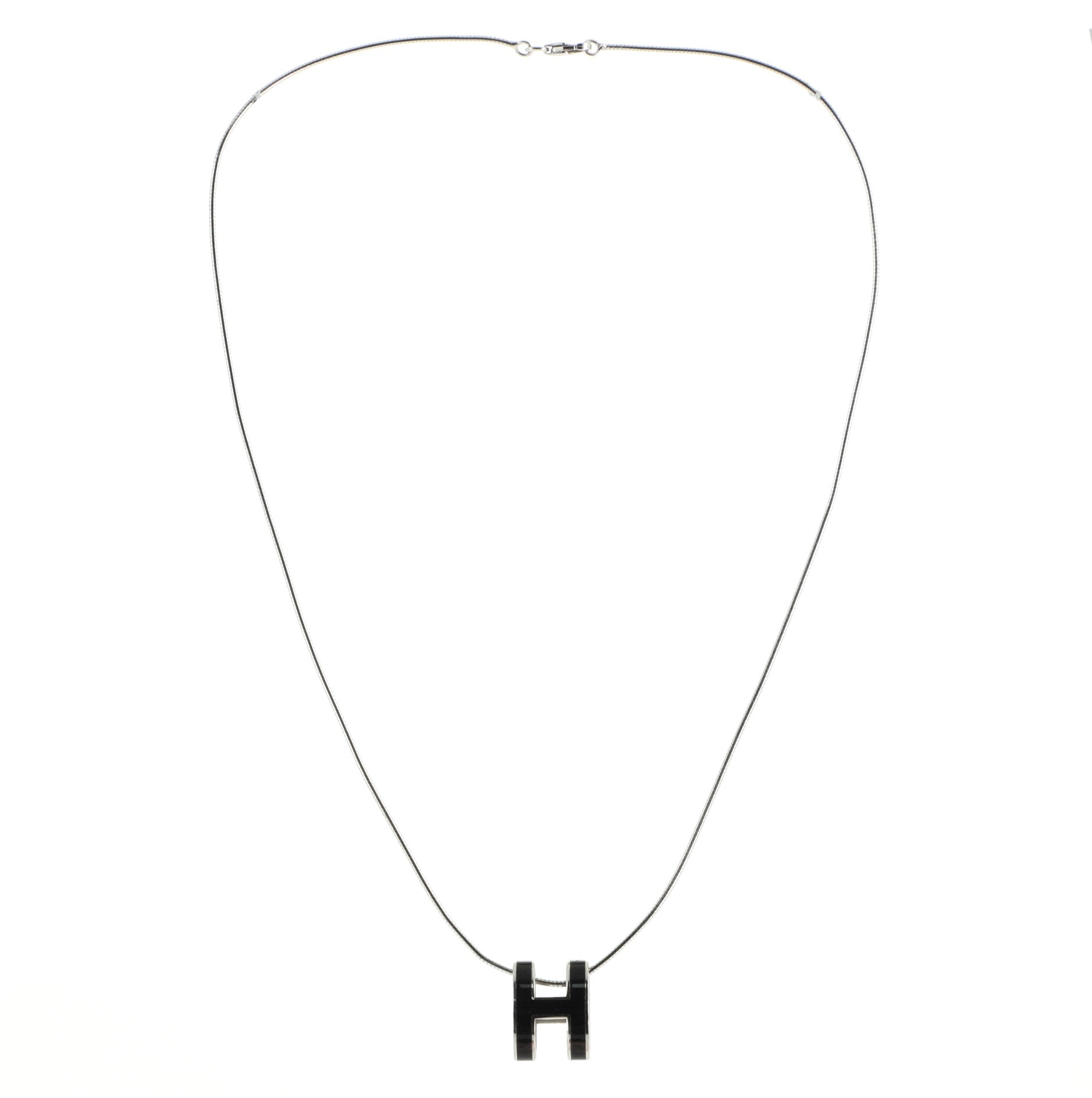 Pop H Pendant Cord Necklace Metal and Enamel