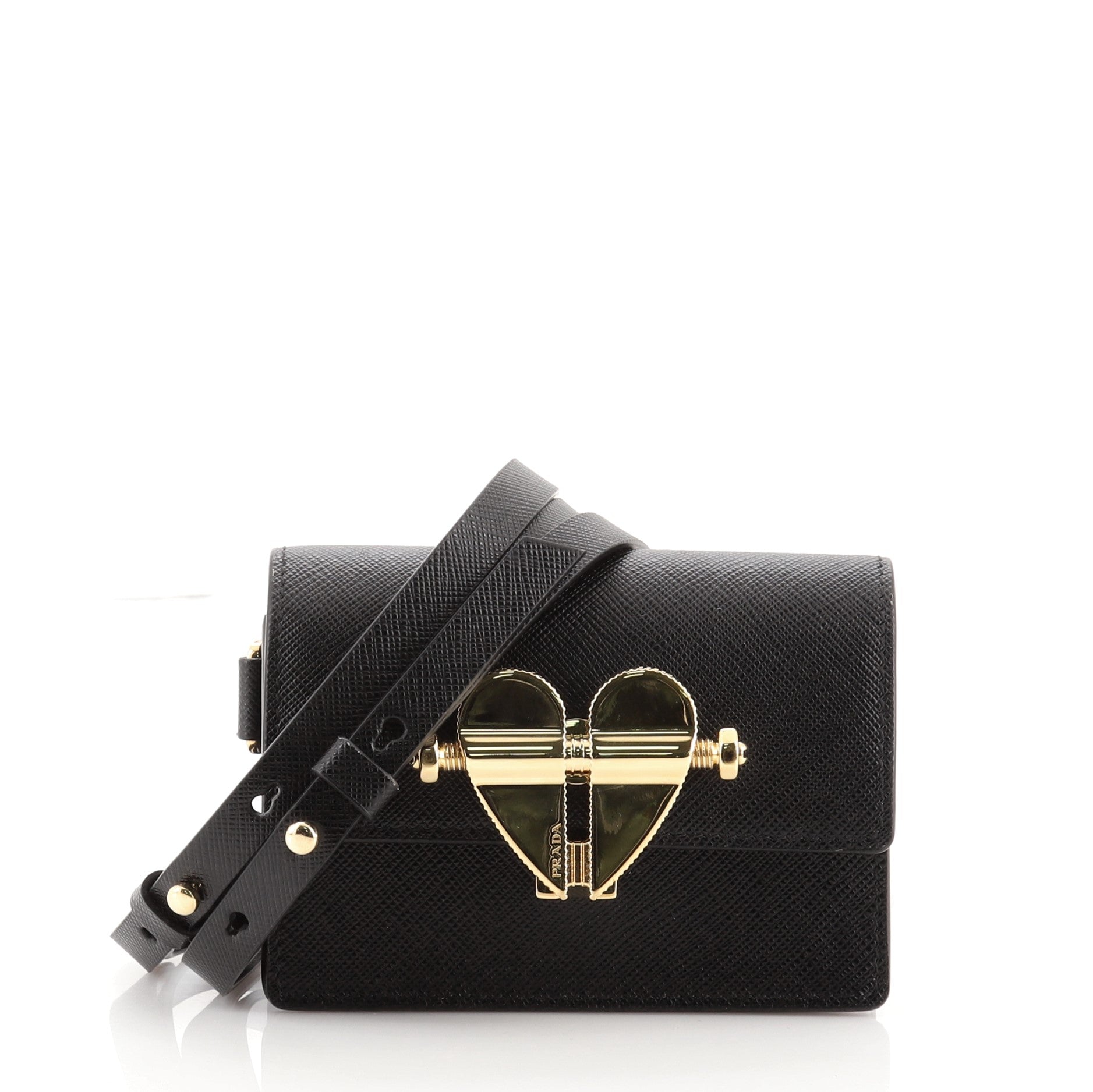 Heart Lock Crossbody Bag Saffiano Leather Mini
