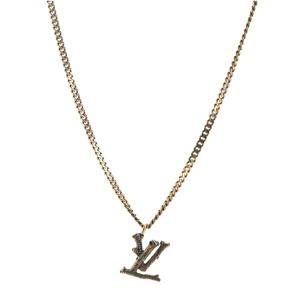 LV Wood Pendant Necklace Metal