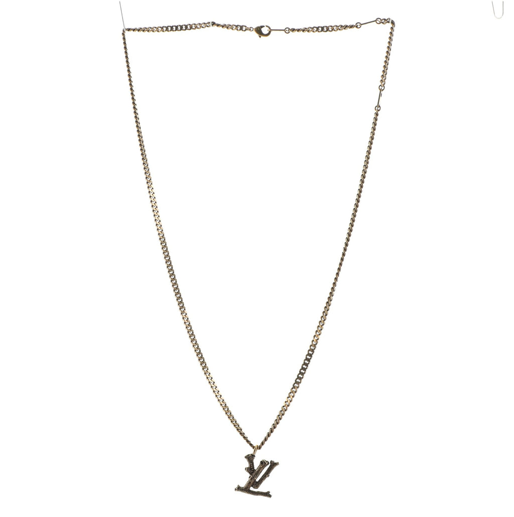 LV Wood Pendant Necklace Metal