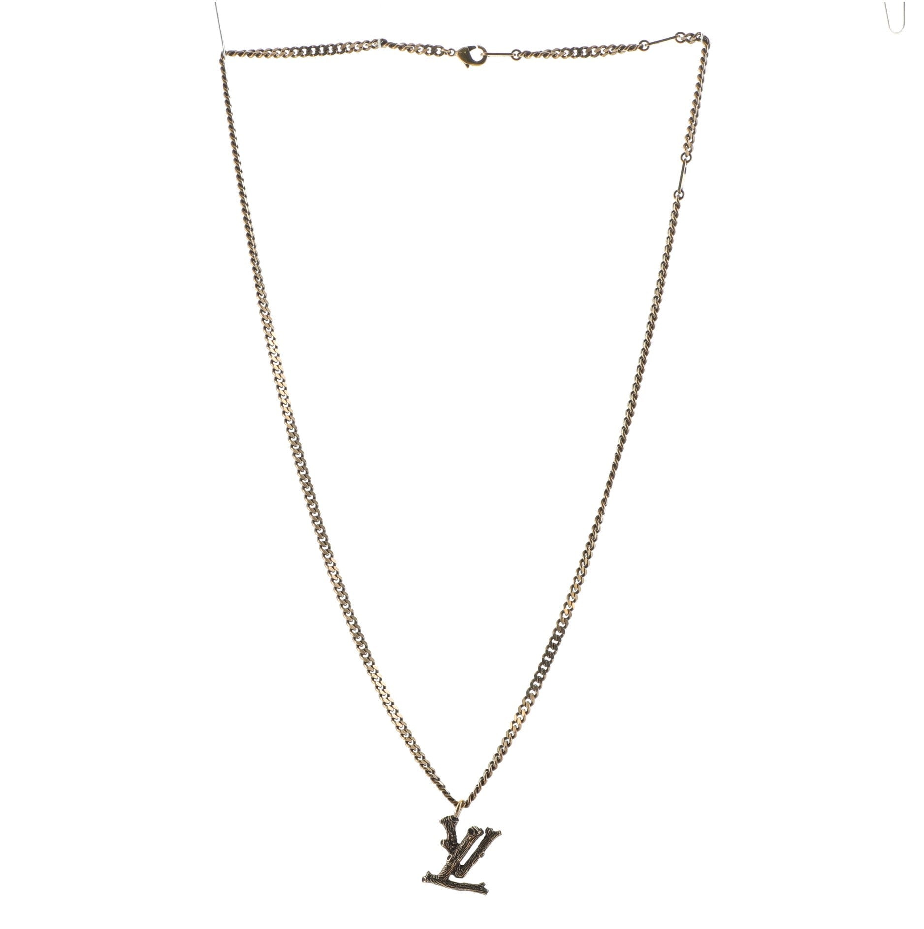 LV Wood Pendant Necklace Metal