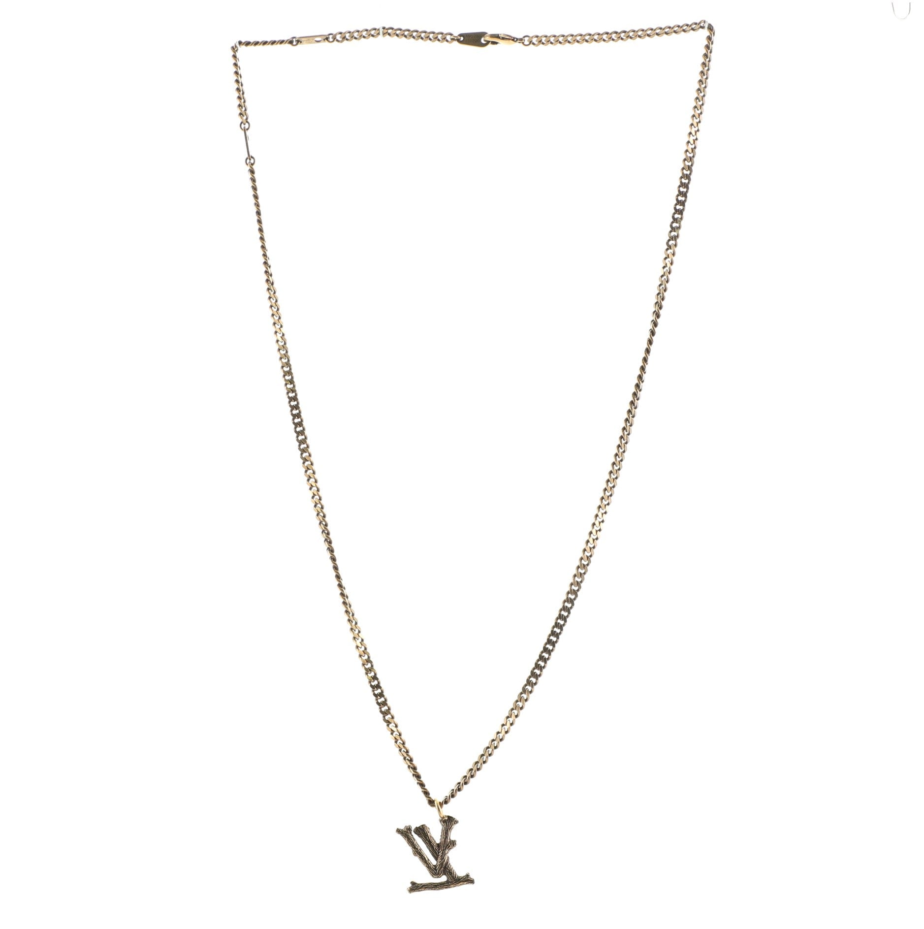 LV Wood Pendant Necklace Metal