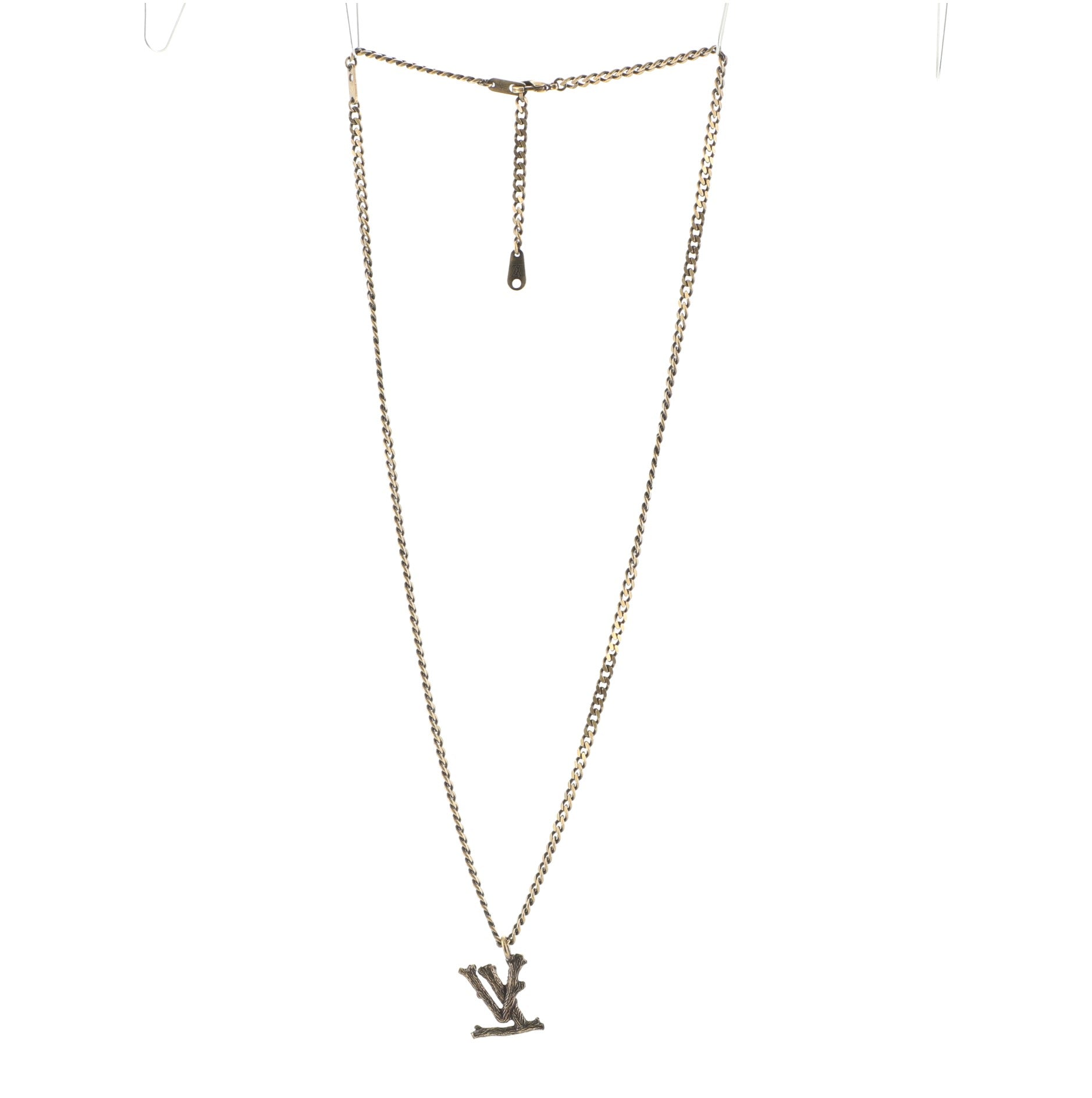 LV Wood Pendant Necklace Metal