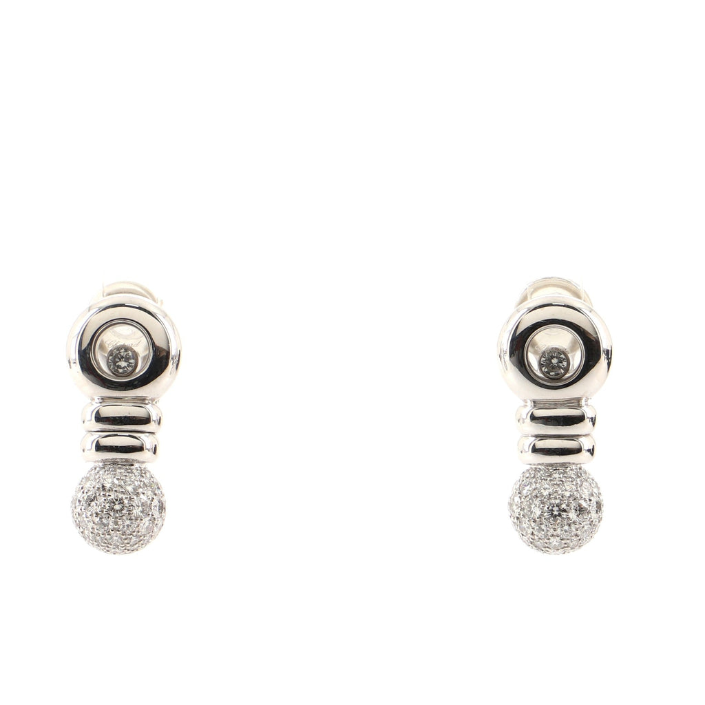 Happy Diamonds Round Ball Drop Earrings 18K White Gold and Diamonds
