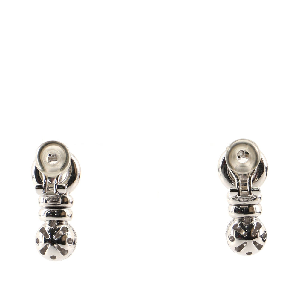 Happy Diamonds Round Ball Drop Earrings 18K White Gold and Diamonds