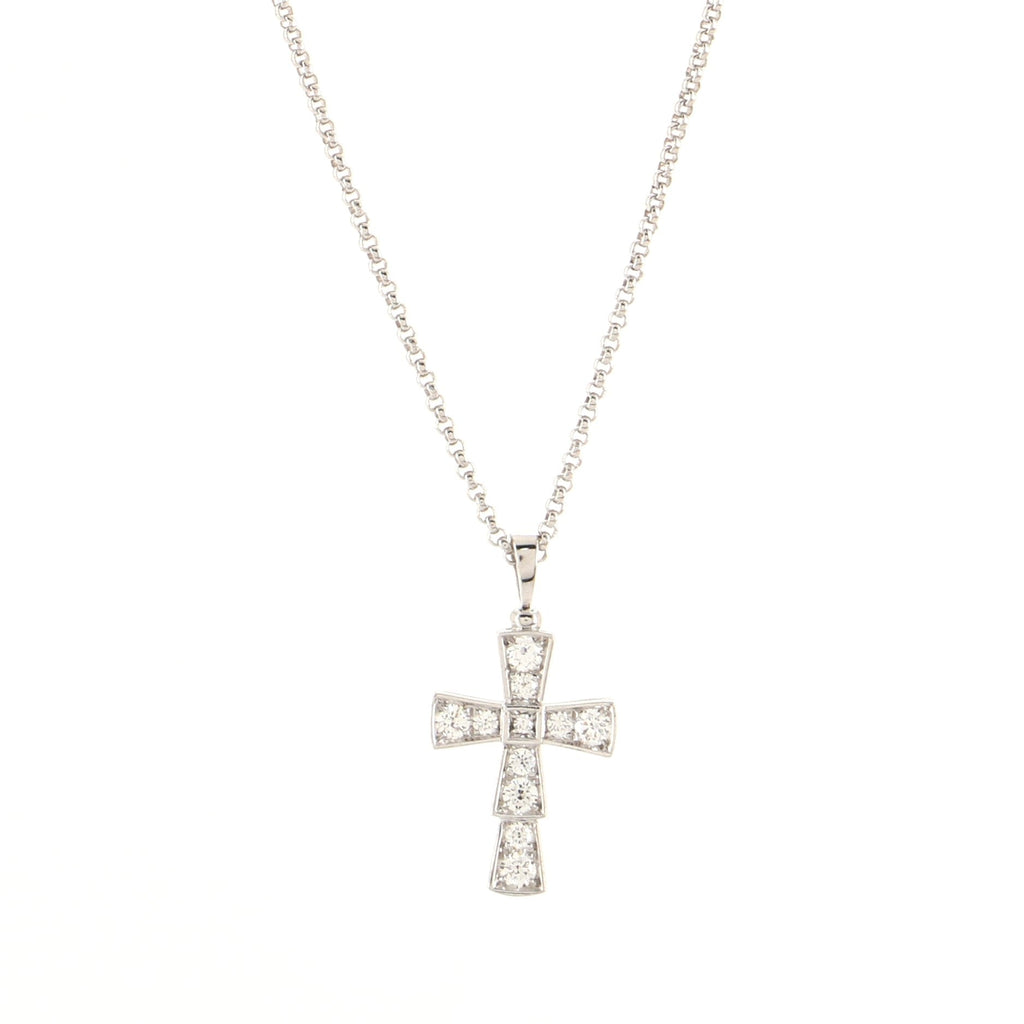Croce Pendant Necklace 18K White Gold and Pave Diamonds