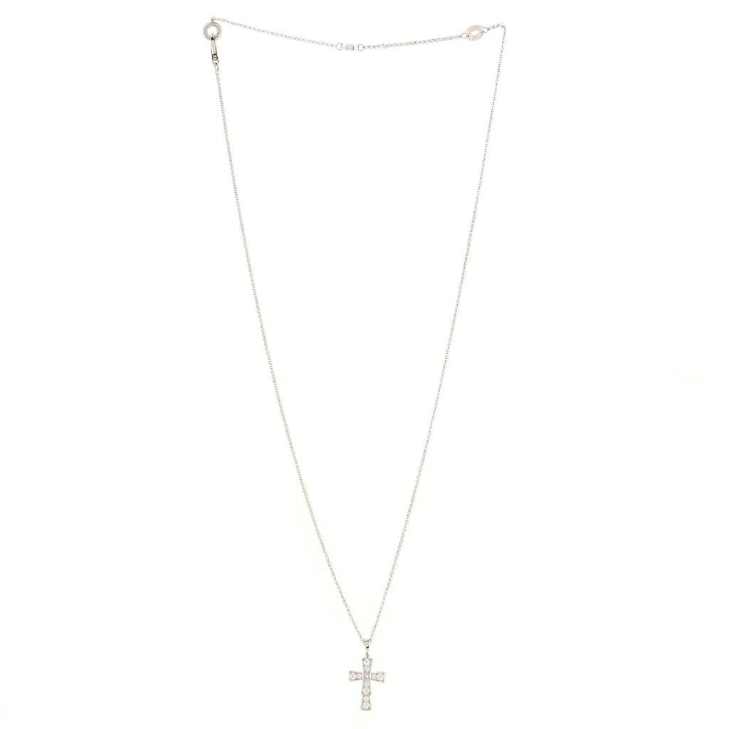 Croce Pendant Necklace 18K White Gold and Pave Diamonds