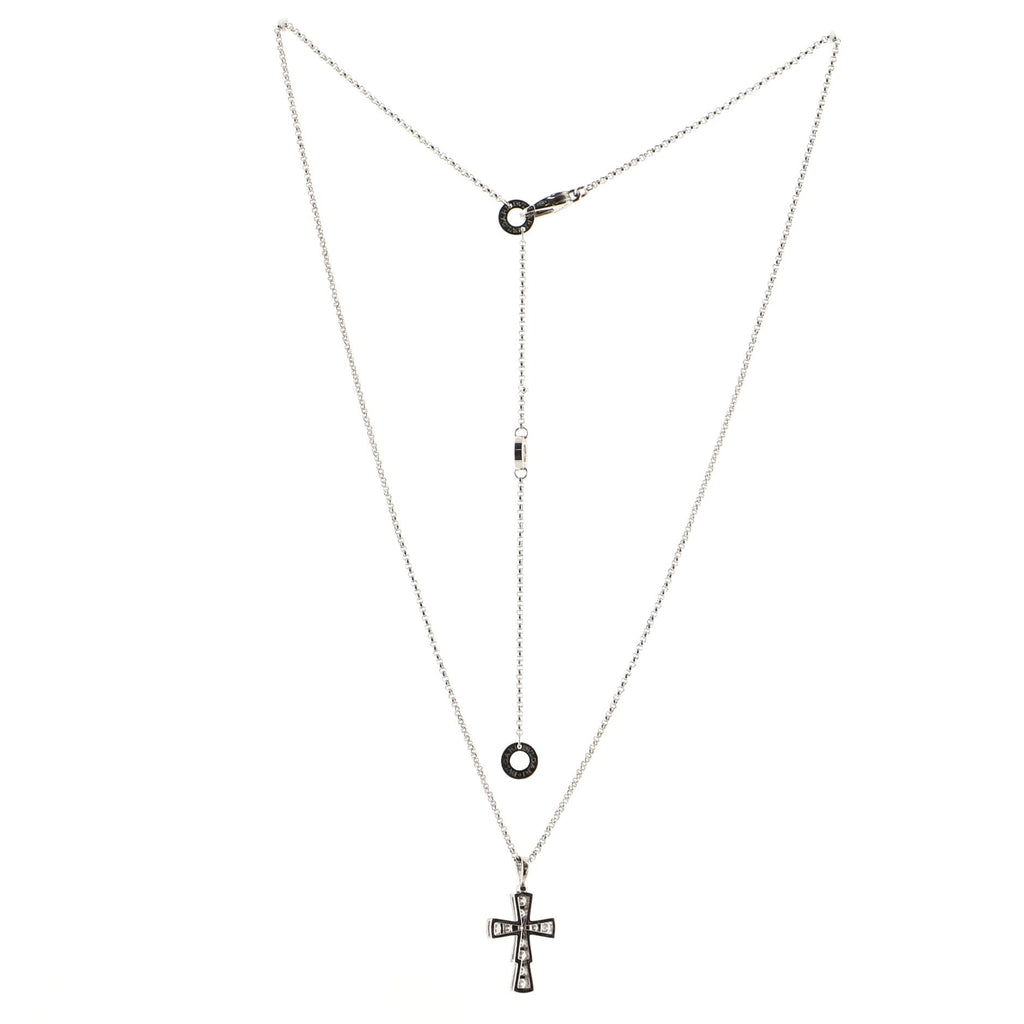Croce Pendant Necklace 18K White Gold and Pave Diamonds