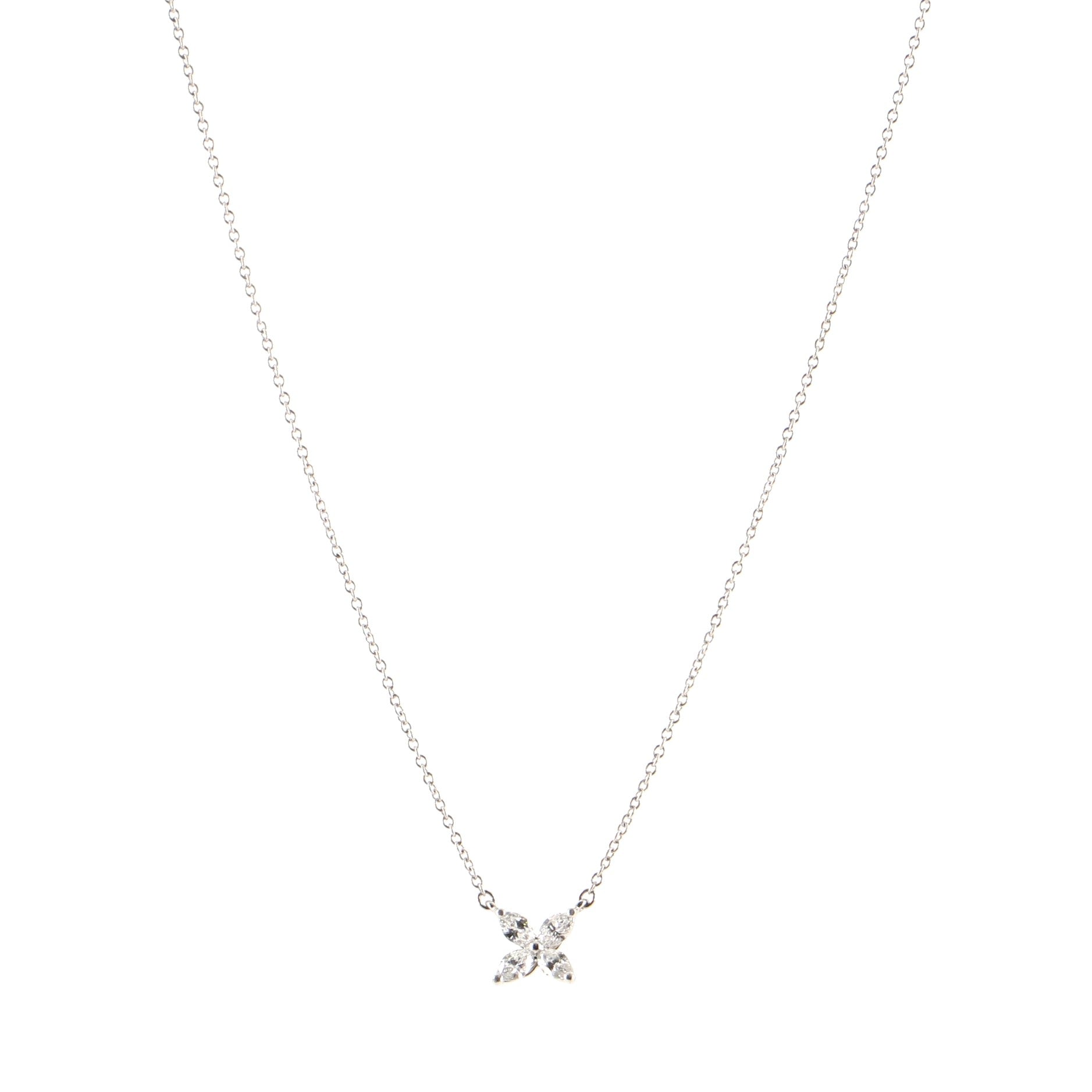 Victoria Pendant Necklace Platinum and Diamonds Small