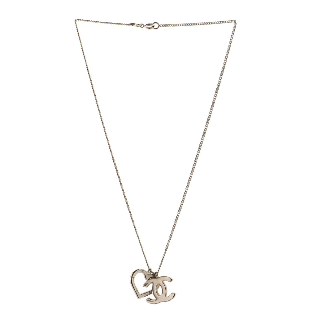 CC and Heart Pendant Necklace Metal