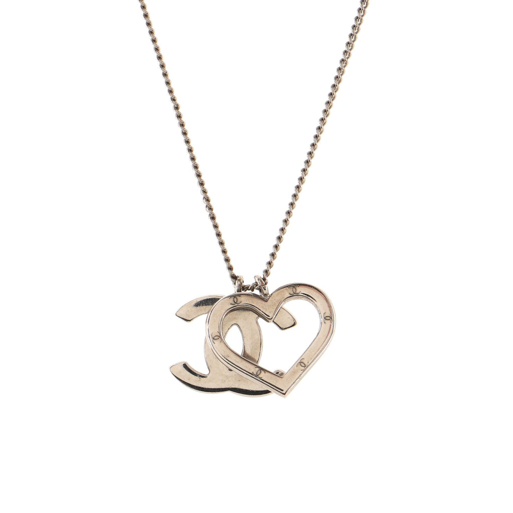 CC and Heart Pendant Necklace Metal