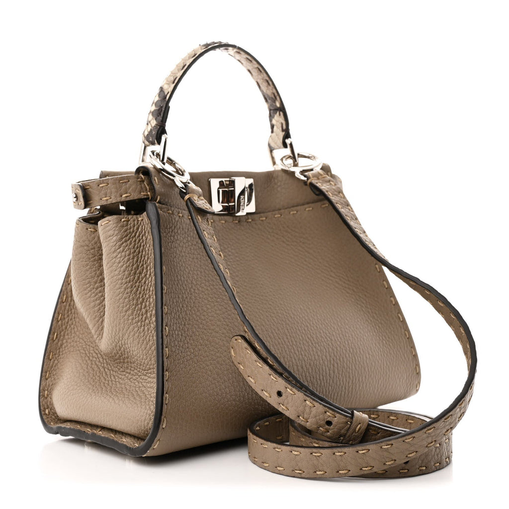 Cuoio Romano Snakeskin Selleria Mini Peekaboo Iconic Satchel Roccia Corda