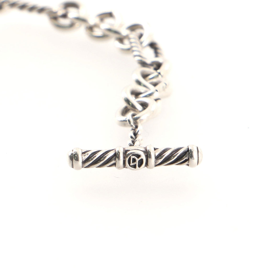 Figaro Chain Necklace Sterling Silver with Rose Quartz and Diamonds Short
