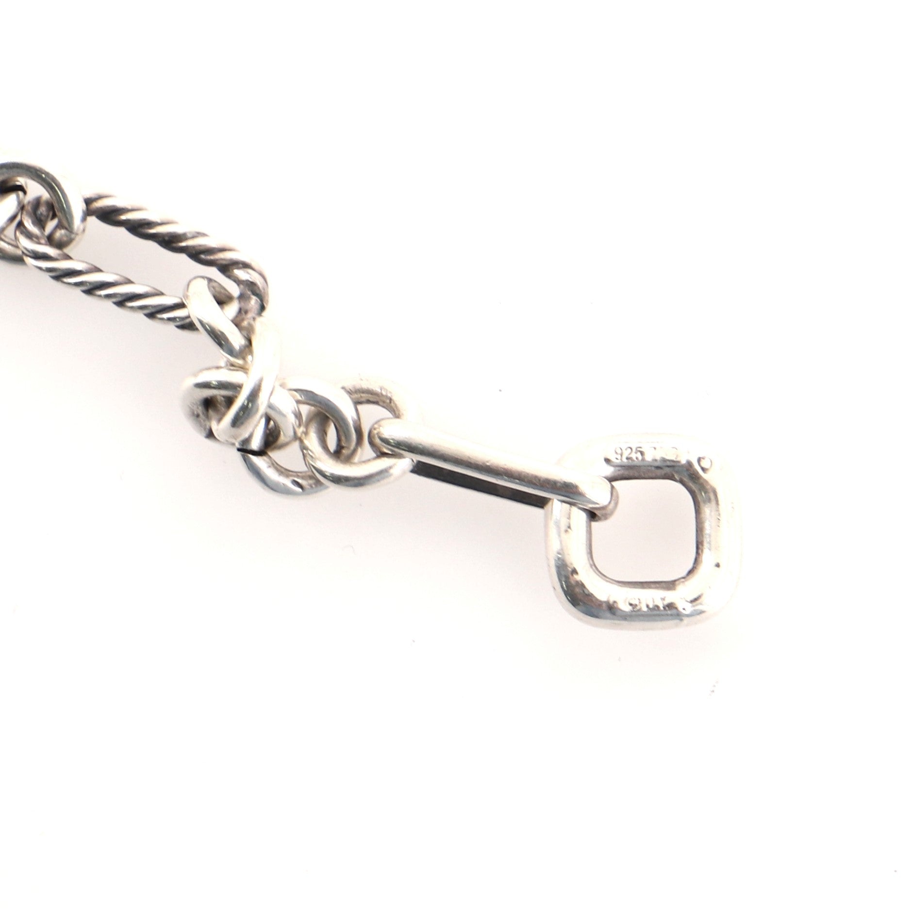 Figaro Chain Necklace Sterling Silver with Rose Quartz and Diamonds Short