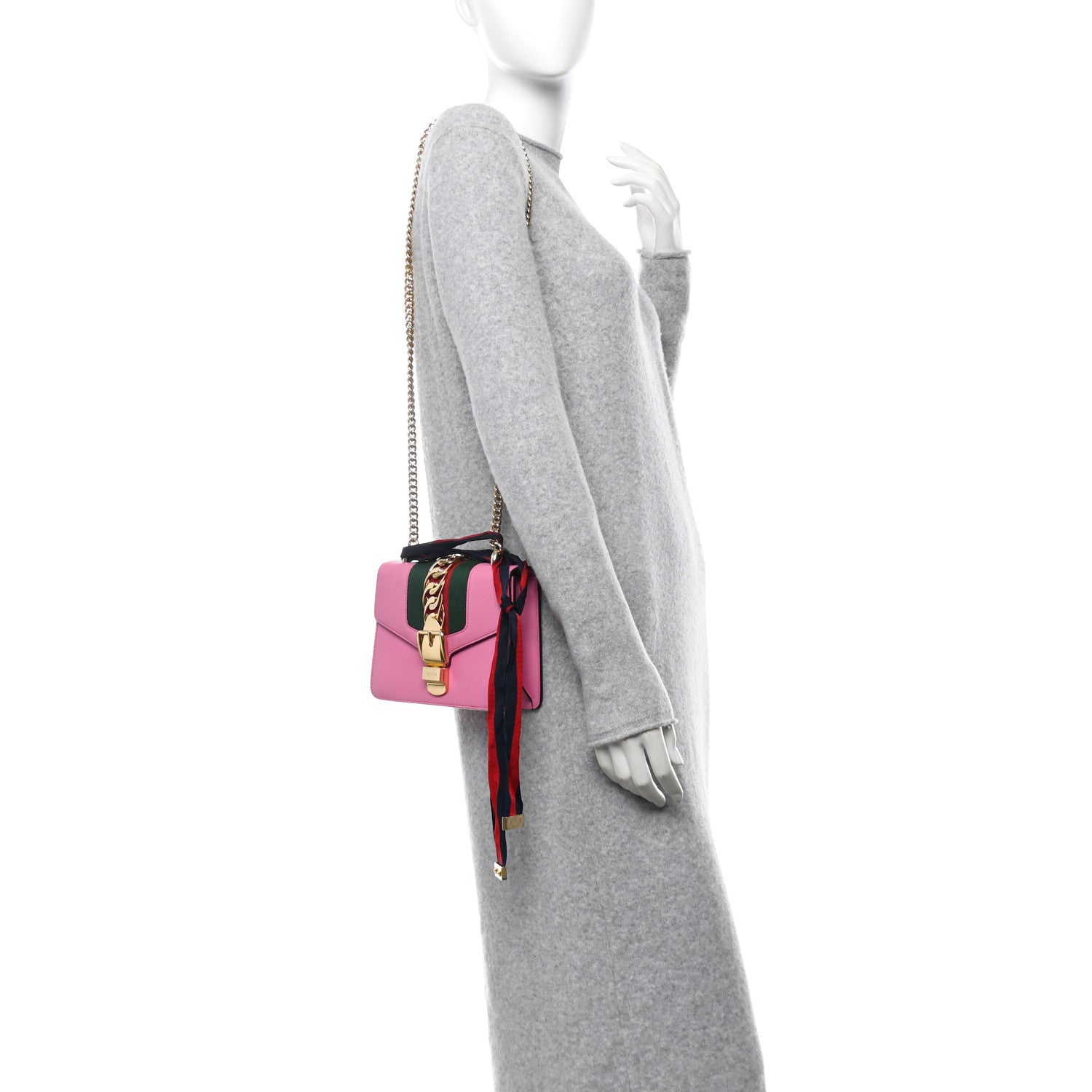 Vitello Fontanella Web Mini Sylvie Chain Shoulder Bag Pink Tropical Flower