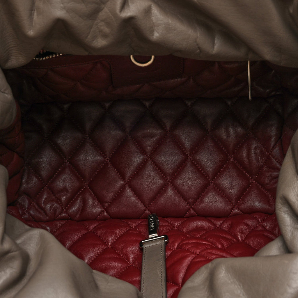 Lambskin Quilted Small Coco Cocoon Reversible Tote Grey Burgundy