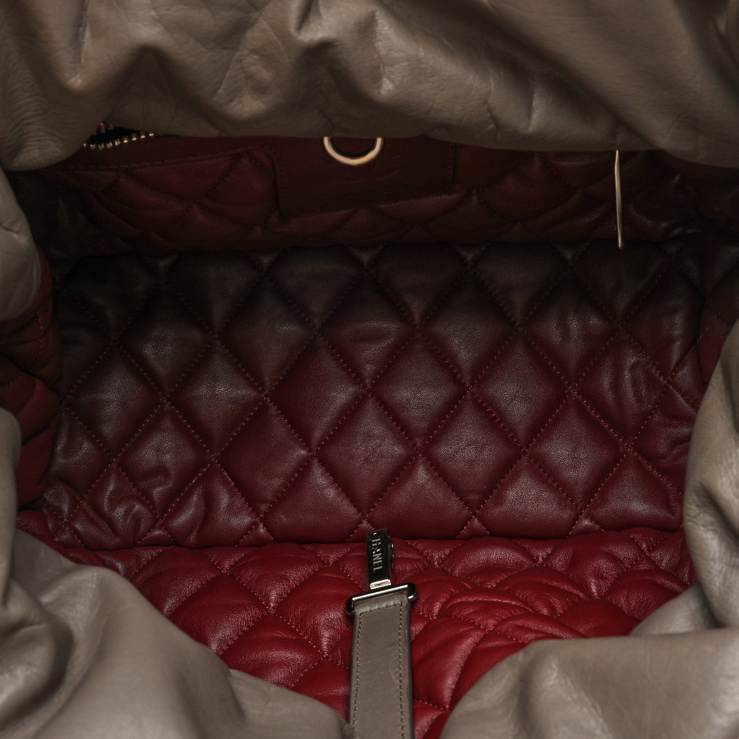Lambskin Quilted Small Coco Cocoon Reversible Tote Grey Burgundy