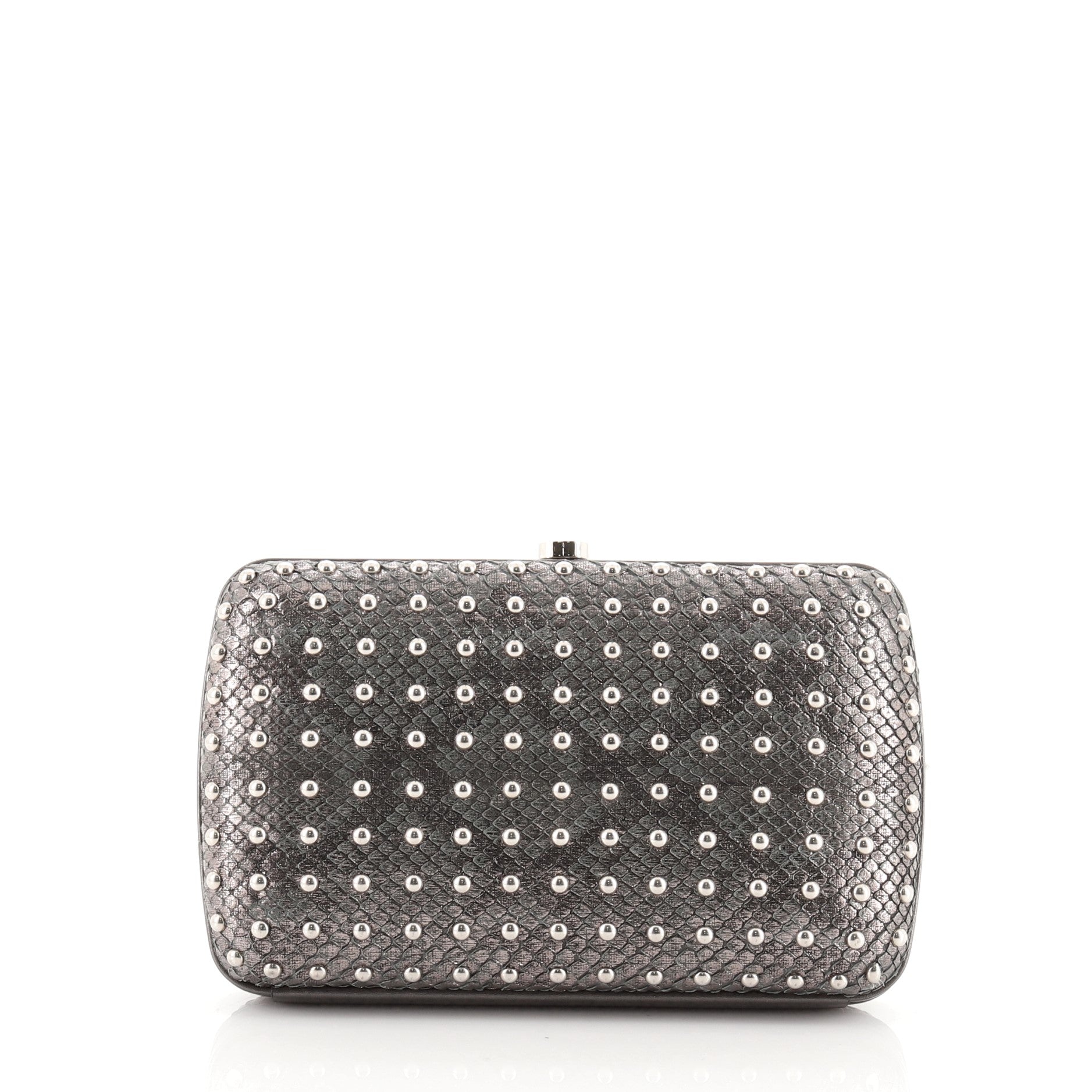 Broadway Box Clutch Studded Python