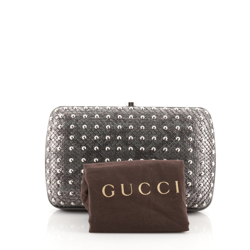Broadway Box Clutch Studded Python