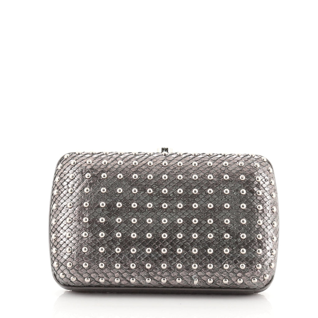 Broadway Box Clutch Studded Python