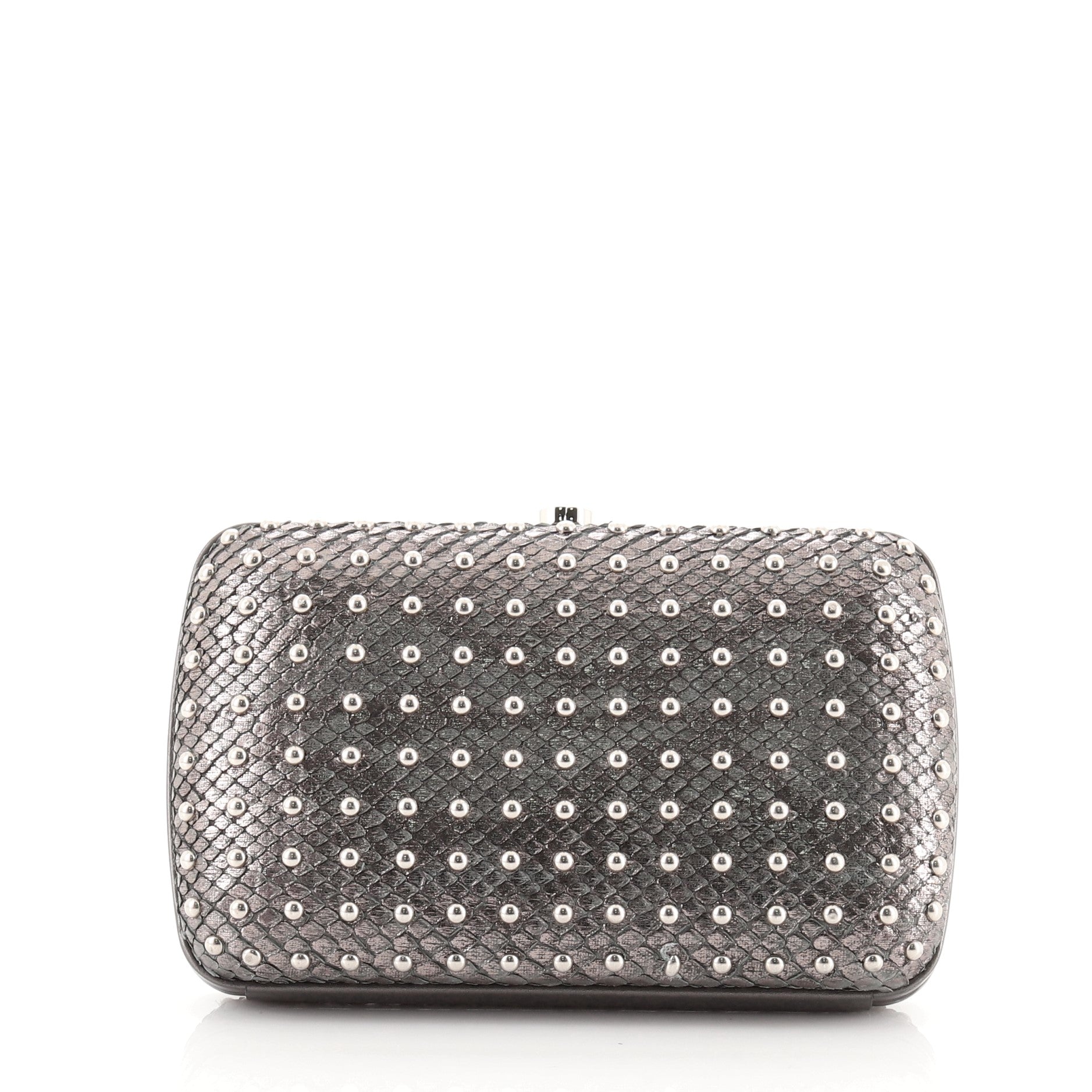 Broadway Box Clutch Studded Python