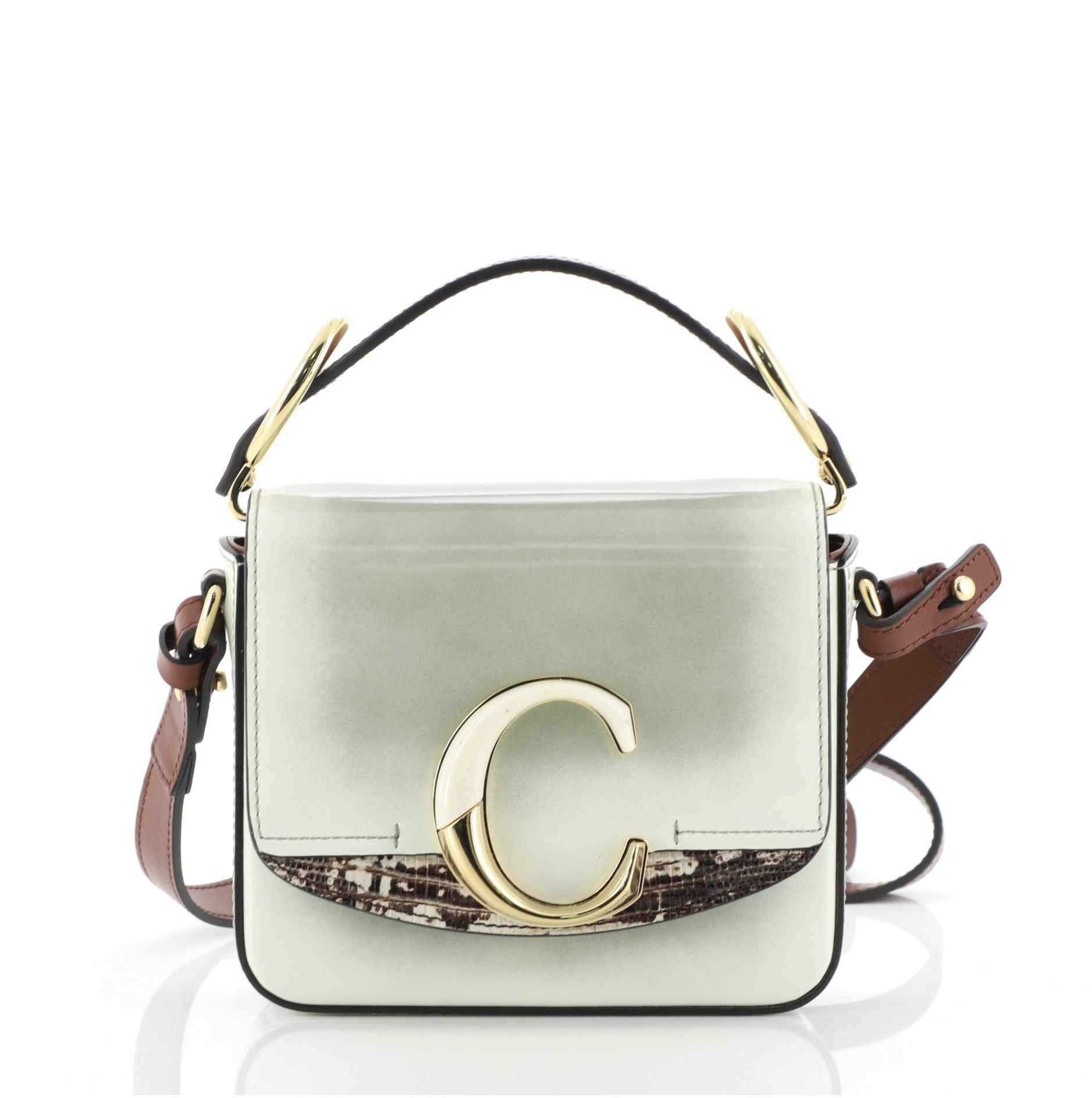 C Double Carry Bag Ombre Glazed Leather with Lizard Embossed Detail Mini