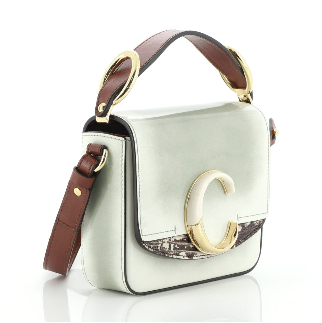 C Double Carry Bag Ombre Glazed Leather with Lizard Embossed Detail Mini