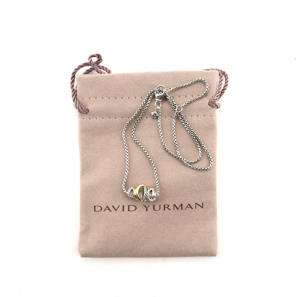 Crossover Short Station Pendant Necklace Sterling Silver with 18K Yellow Gold