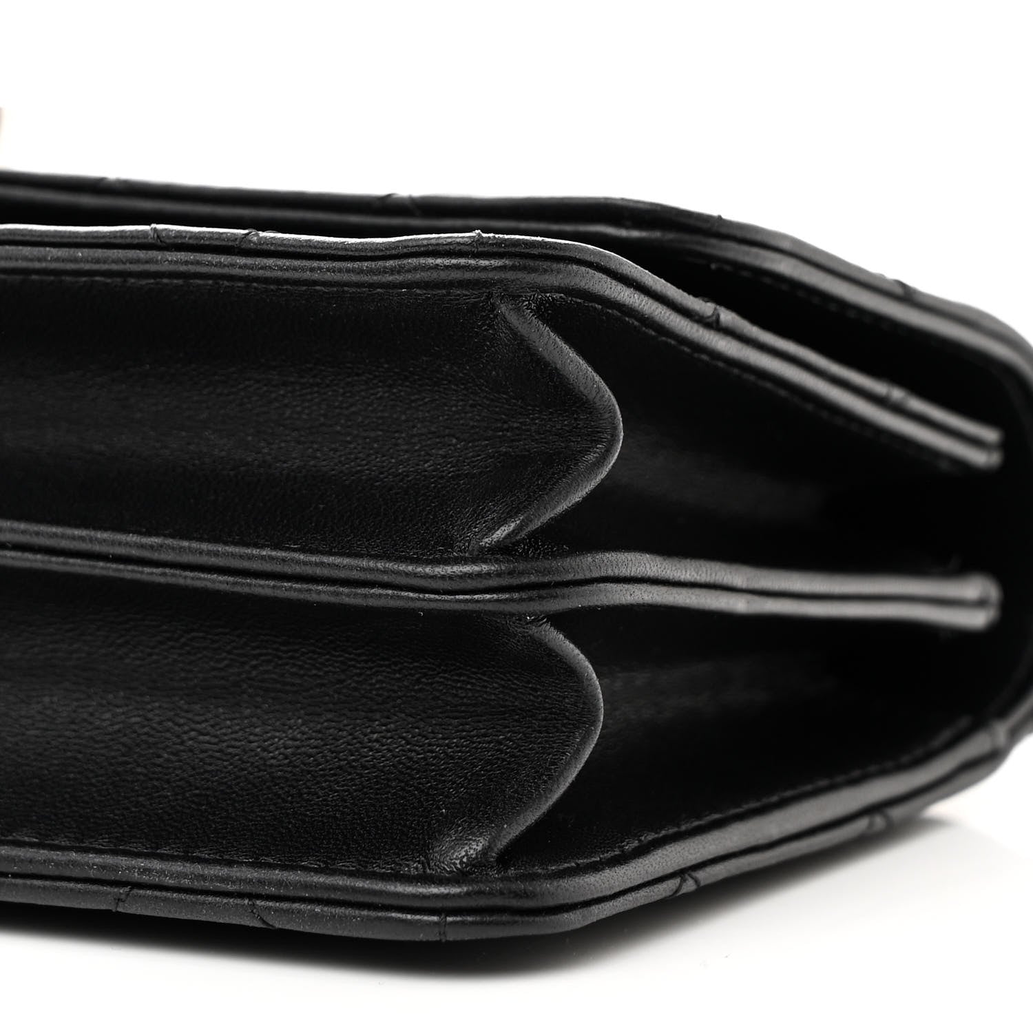 Lambskin Quilted Metal Top Handle Crossbody Flap Black