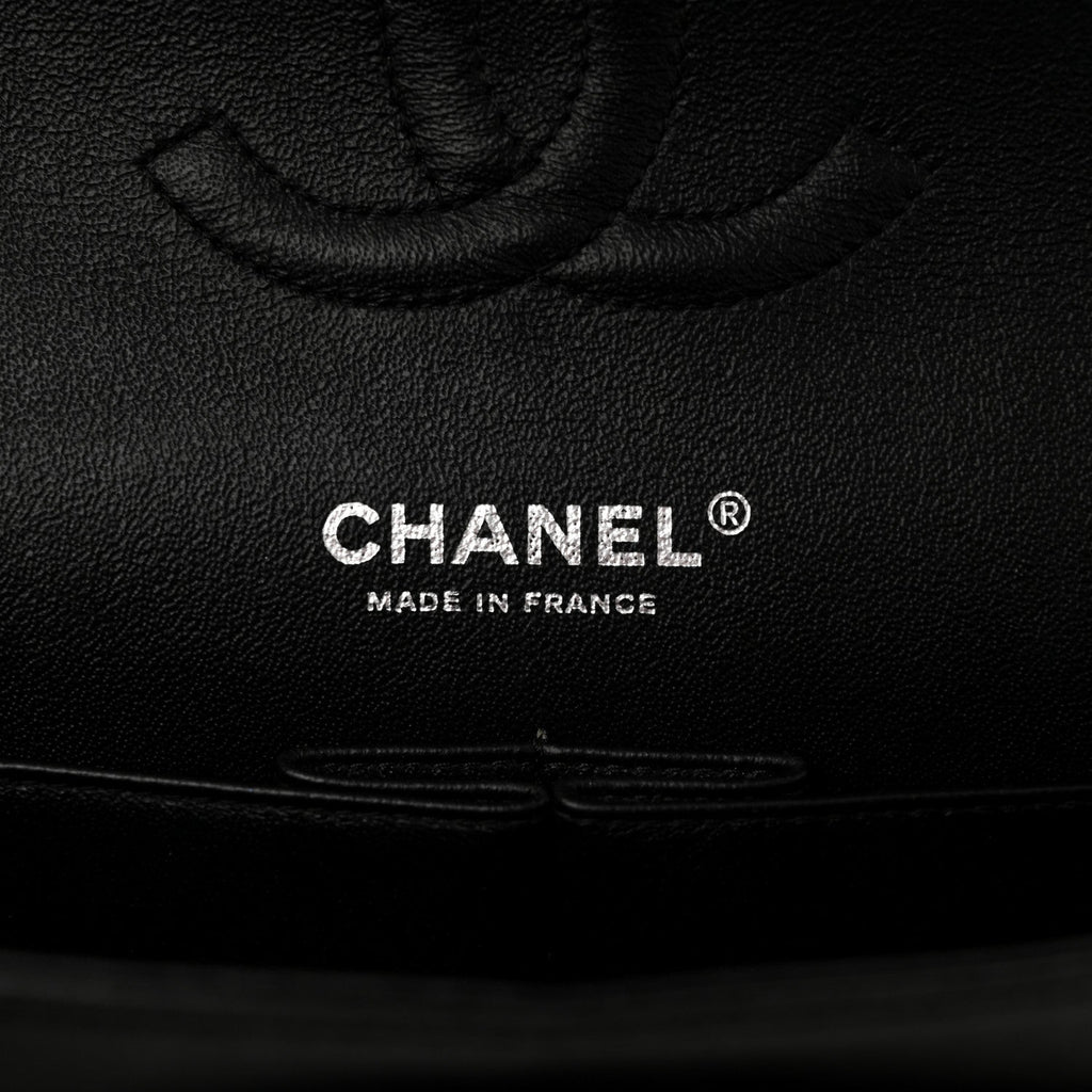 Lambskin Chevron Quilted Medium Double Flap So Black