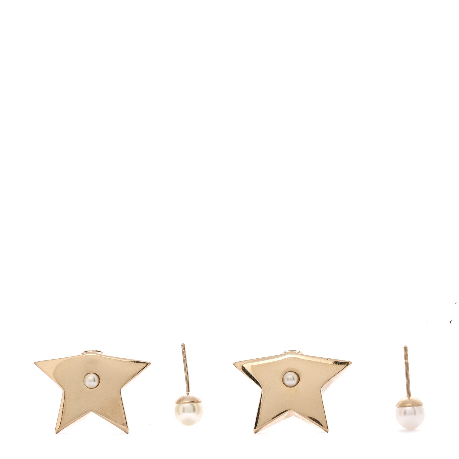 Metal Pearl Star Earrings Gold