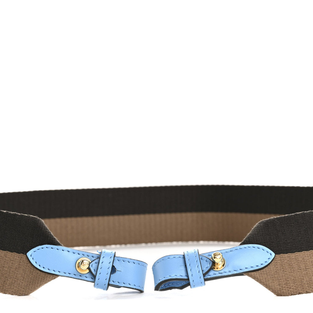 Jacquard Ribbon Vitello King Mini Flat Baguette Strap You Moro Sand Blue