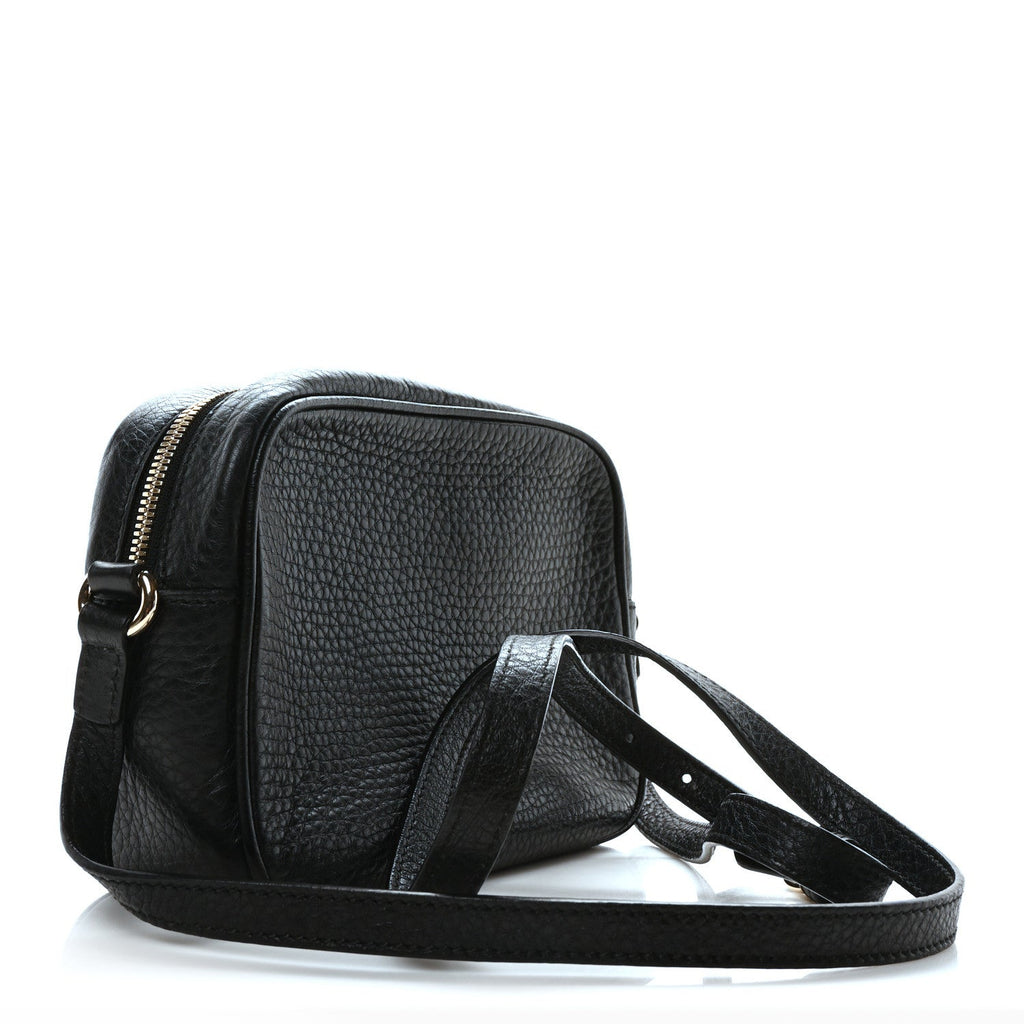 Pebbled Calfskin Small Soho Disco Bag Black