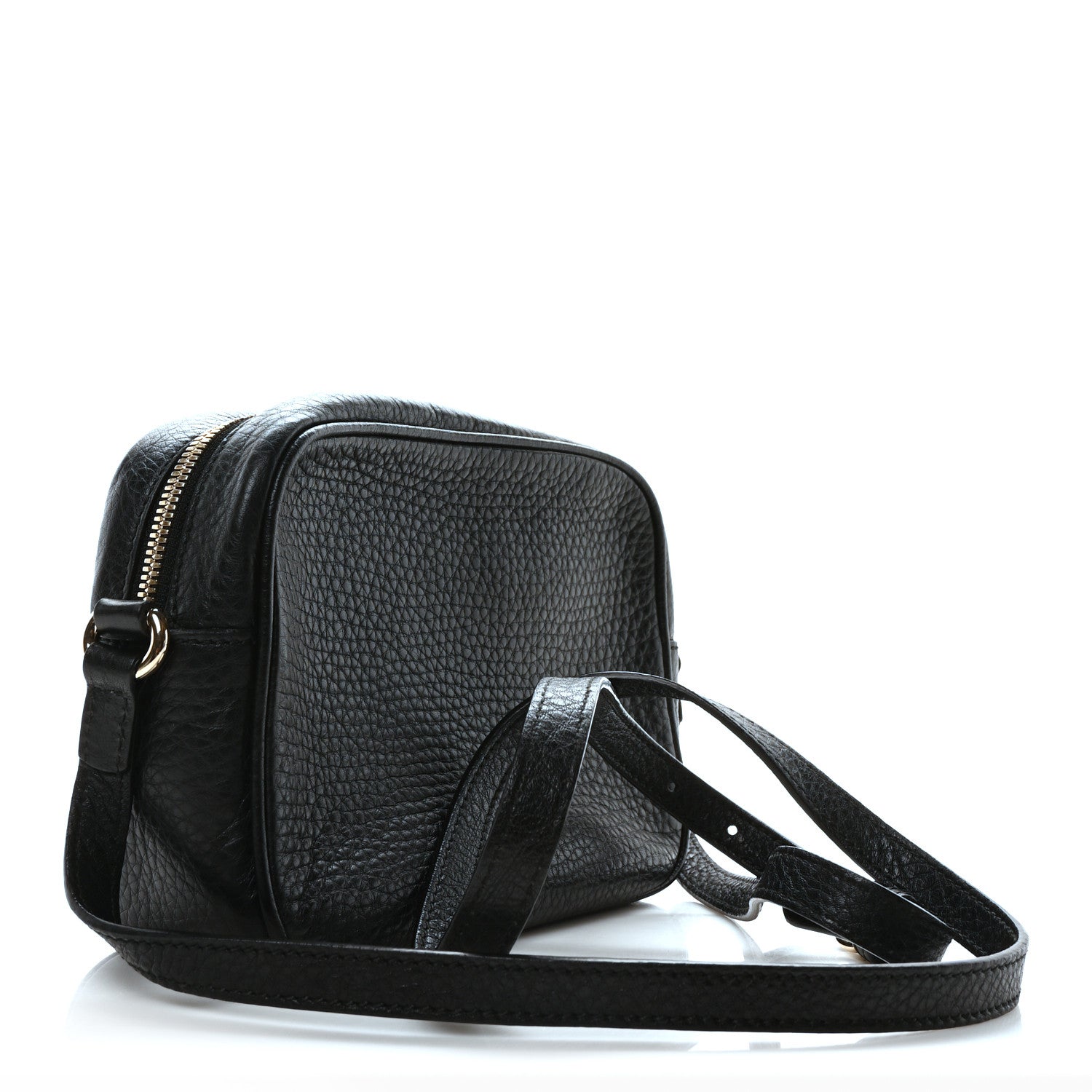 Pebbled Calfskin Small Soho Disco Bag Black