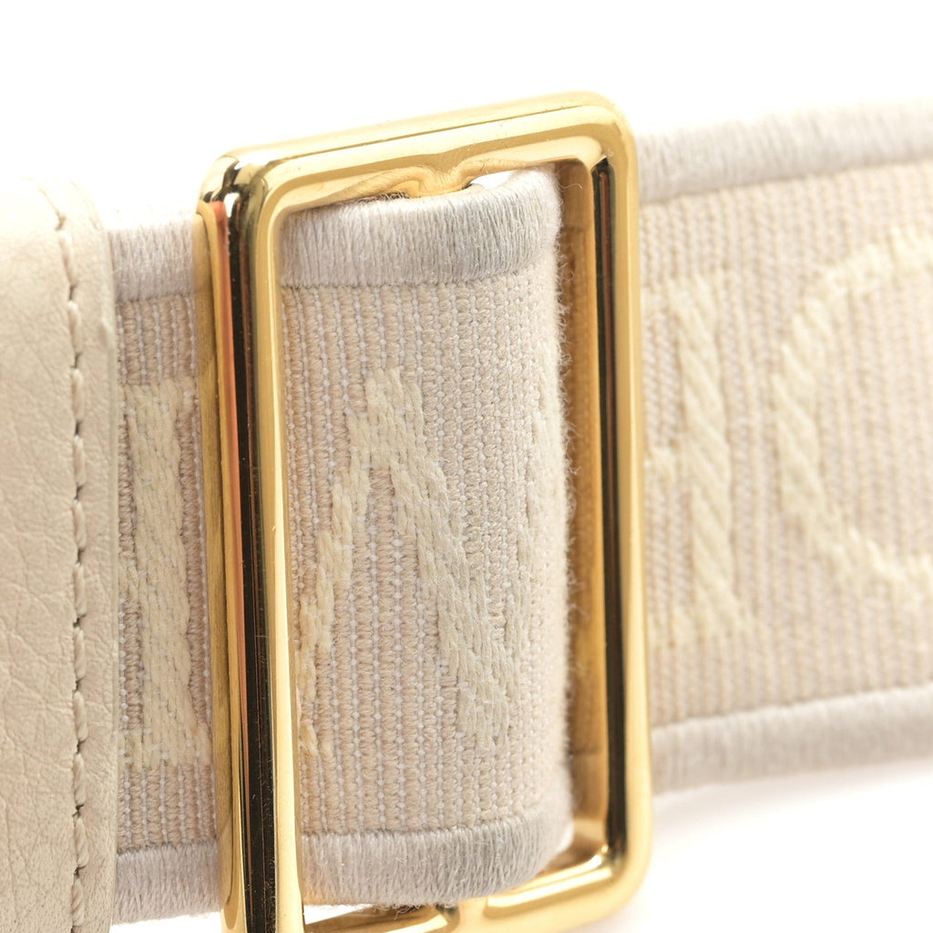 Calfskin Jacquard Webbing Anagram Strap Ecru