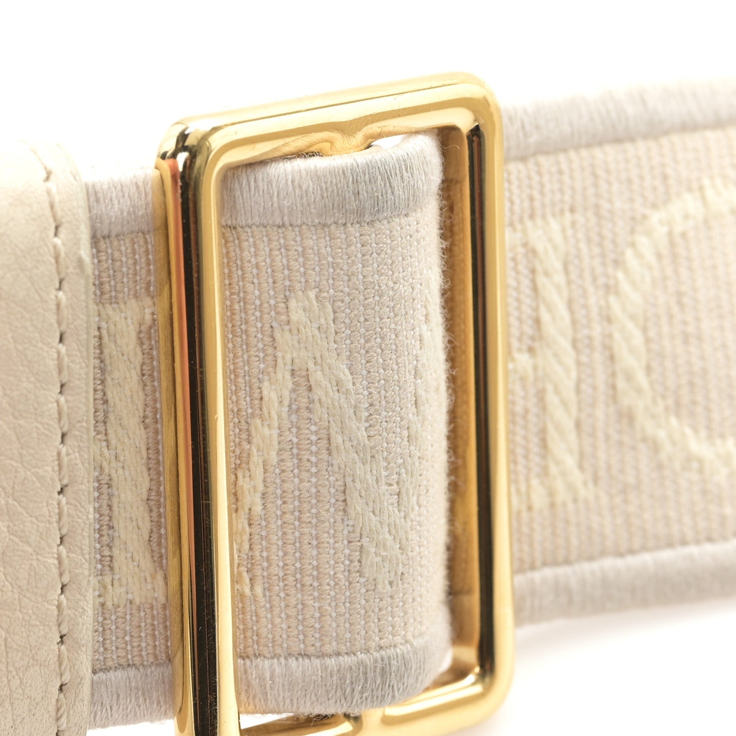 Calfskin Jacquard Webbing Anagram Strap Ecru