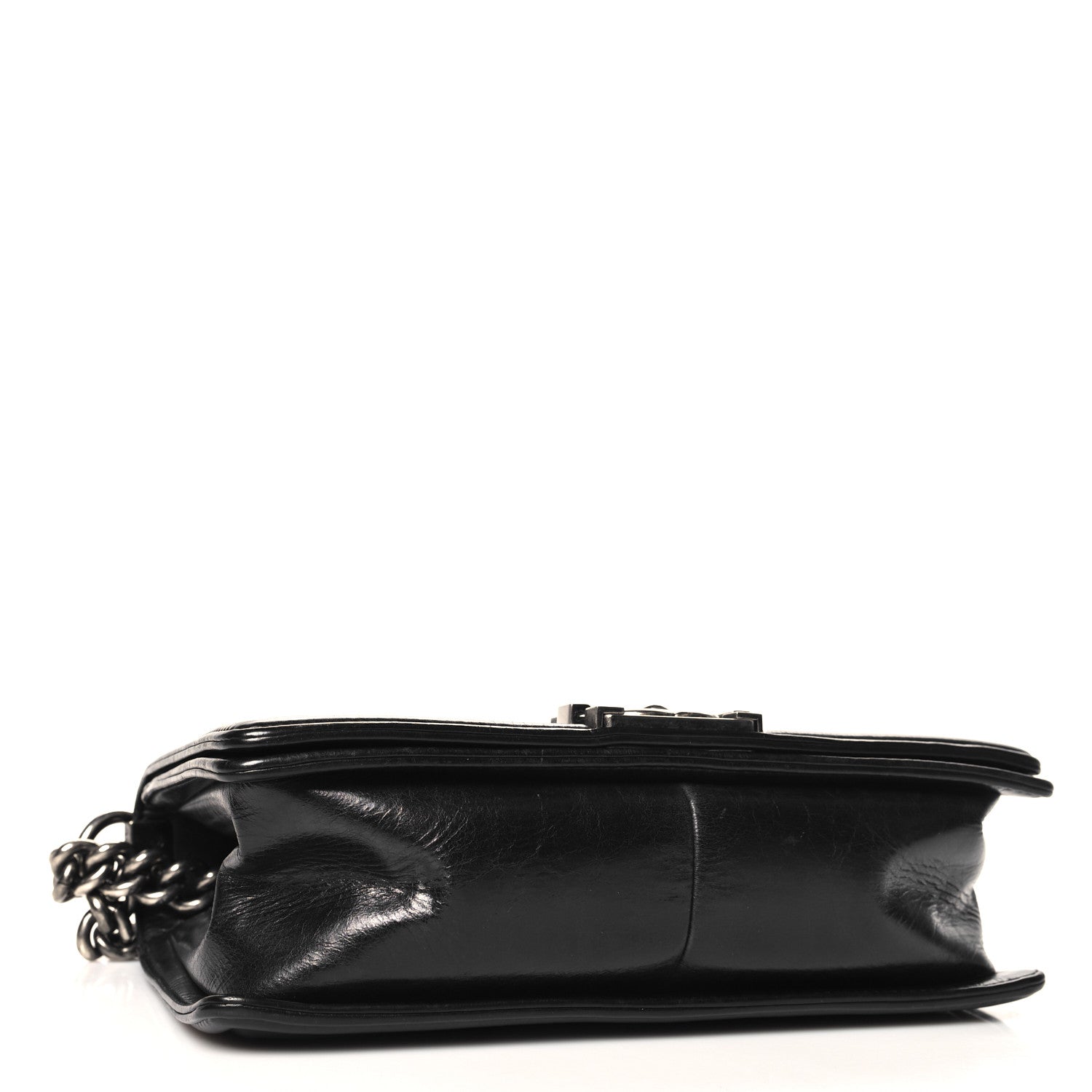 Calfskin Double Stitch Medium Boy Flap Black