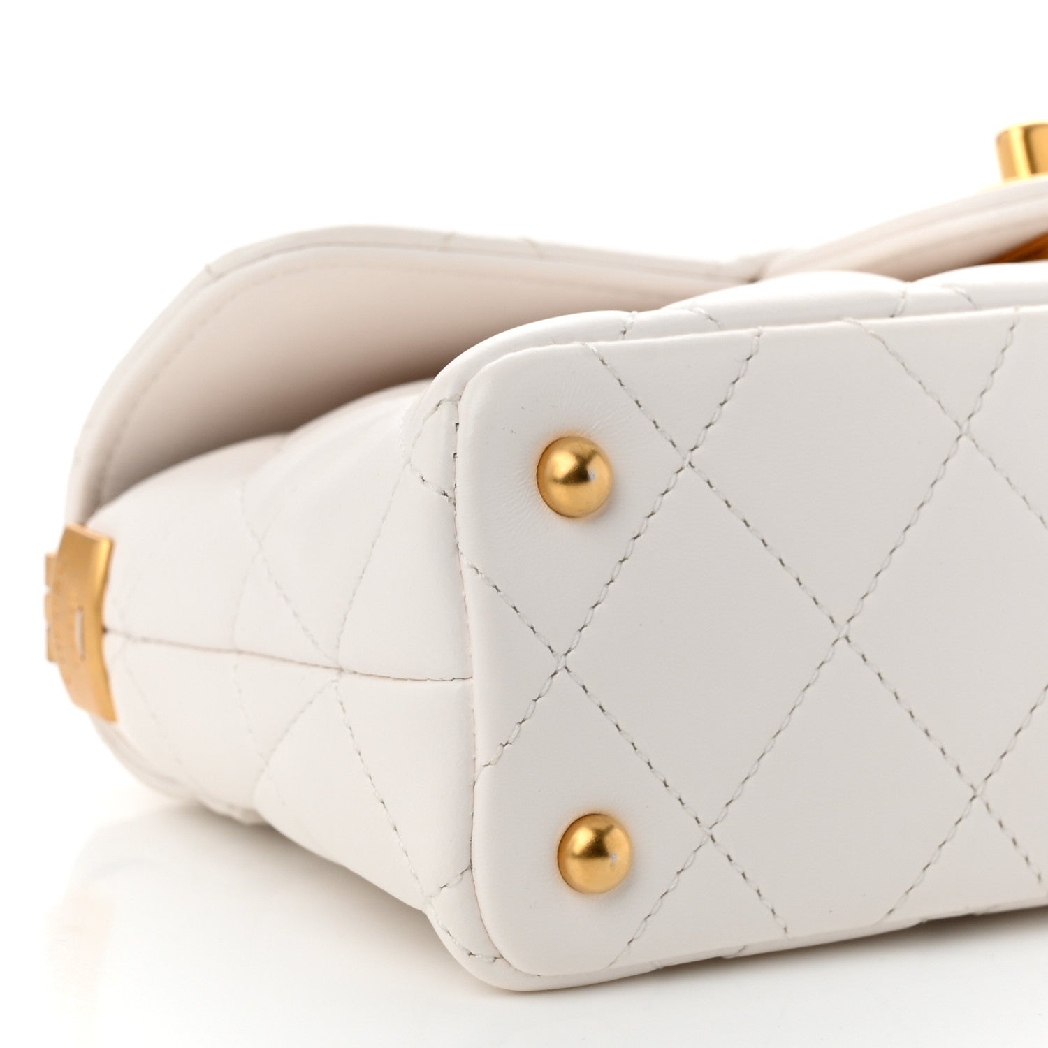 Lambskin Quilted Mini Flap Top Handle Bag White