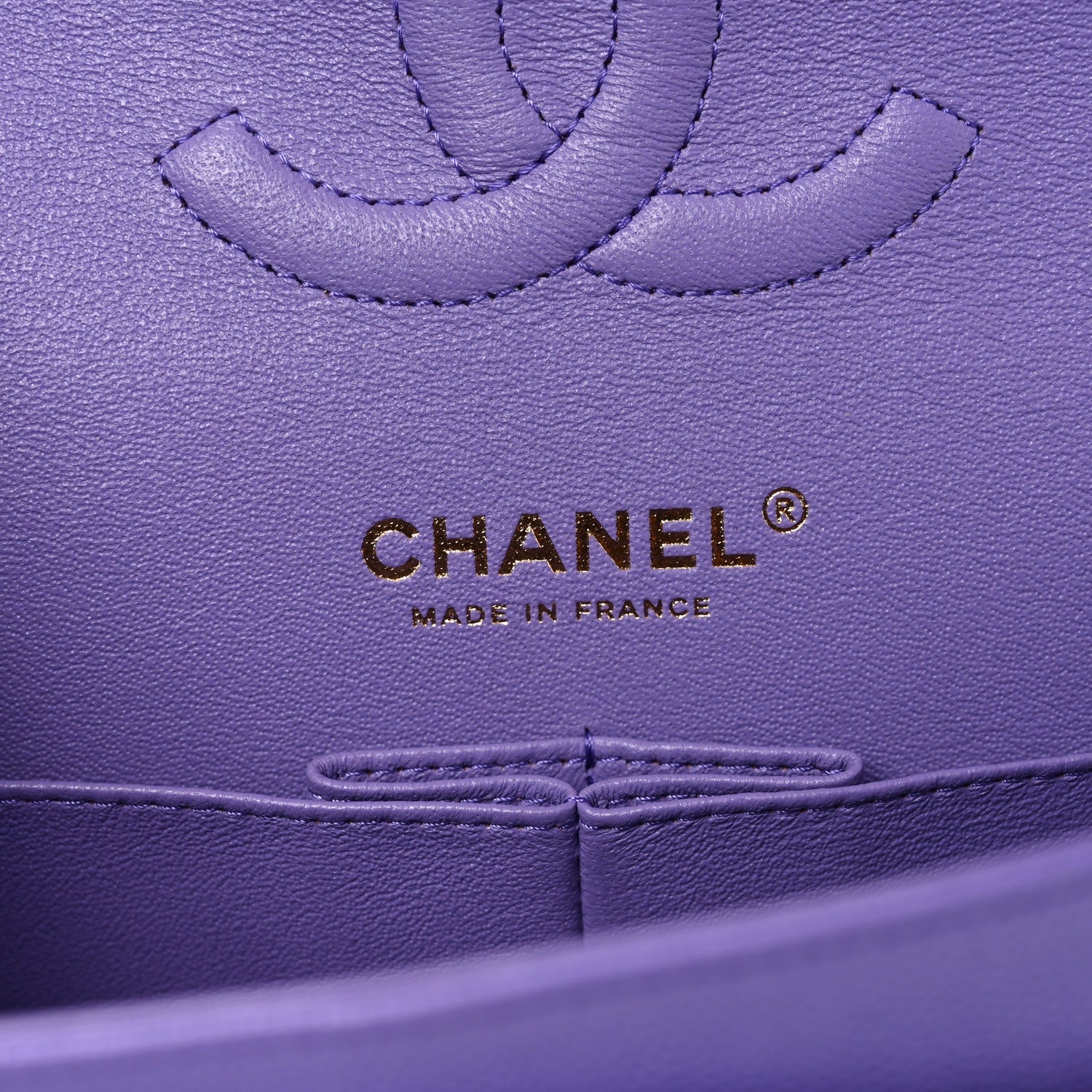 Caviar Quilted Medium Double Flap Purple