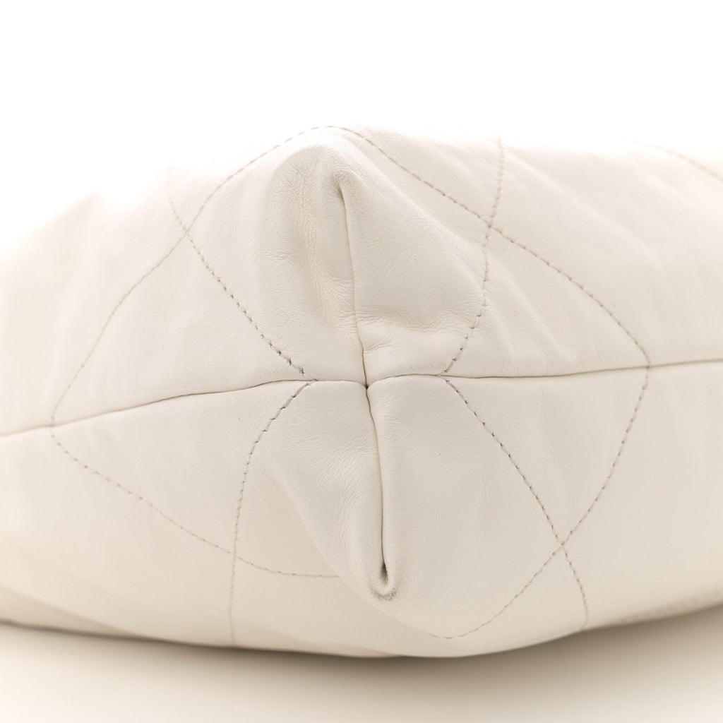 Shiny Calfskin Quilted Small Chanel 22 White