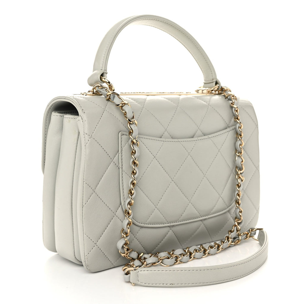 Lambskin Quilted Small Trendy Chain CC Flap Dual Handle Bag Light Blue