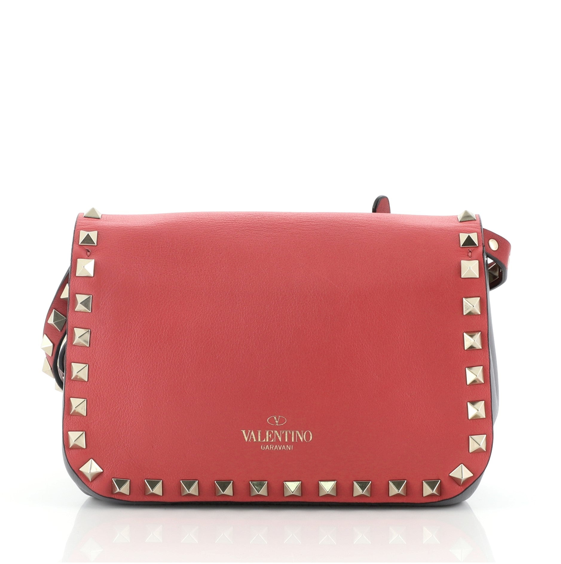 Tricolor Rockstud Flip Lock Flap Bag Leather Mini